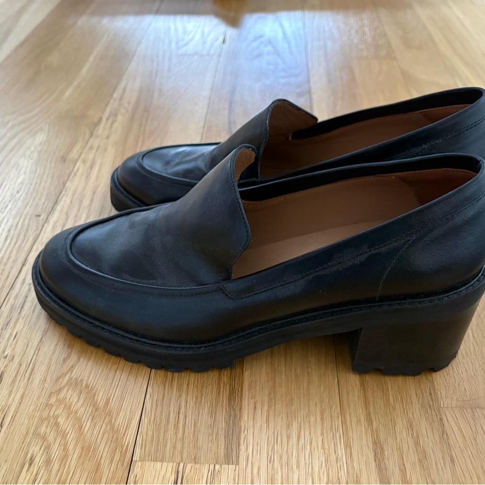 Flattered Black Leather Chunky Loafers